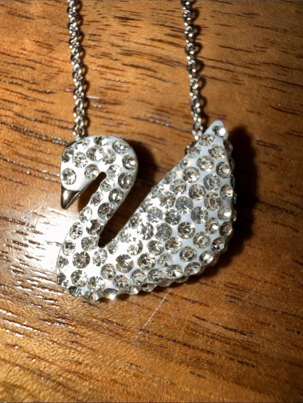 Crystal Swan Pendant Necklace - Clear Crystal White